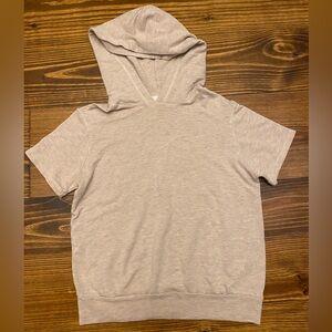 MONROW Top With Hood, Short Sleeve, Size Small, Tan Color